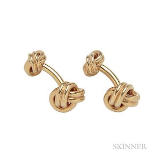 14kt Gold Knot Cuff Links, Tiffany & Co., 14.0 dwt, signed.