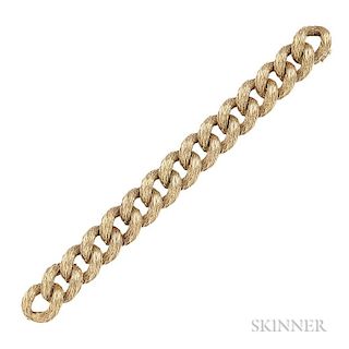 18kt Gold Bracelet, Pomellato, c. 1960s, designed as heavily textured curb links, lg. 8 1/4 in., maker's mark. Note: Accompan