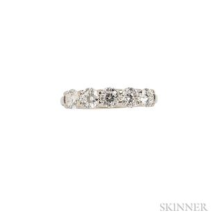 18kt White Gold and Diamond "Cento" Ring, Roberto Coin, set with five full-cut diamonds, total wt. 1.34 cts., size 5 1/2, sig