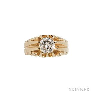 Diamond Solitaire, centering a full-cut diamond weighing approx. 1.15 cts., 14kt gold mount, size 8.