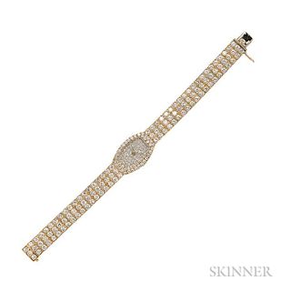 Lady's 18kt Tricolor Gold and Diamond Wristwatch, Van Cleef & Arpels, France, pave-set with full-cut diamonds, approx. total 