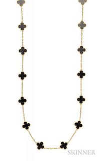18kt Gold and Onyx "Vintage Alhambra" Long Necklace, Van Cleef & Arpels, twenty motifs, lg. 34 in., no. CL112168, signed, wit