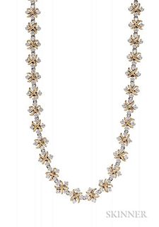18kt Gold, Platinum, and Diamond "Lynn" Necklace, Schlumberger Studios, Tiffany & Co., total diamond wt. 5.29 cts., lg. 15 in
