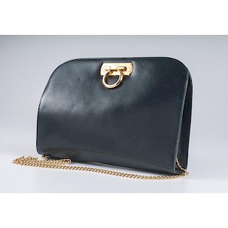 Ferragamo Navy Leather Handbag
