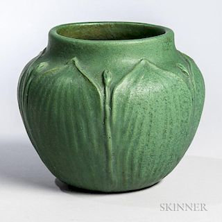 Arts and Crafts Green Pottery Vase