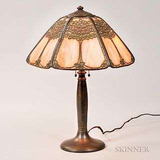 Handel Slag Glass Table Lamp and Shade