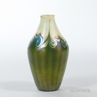 Tiffany Green Favrile Decorated Vase
