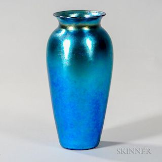 Durand Blue Iridescent Glass Vase