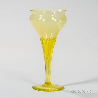 Vaseline Glass Floriform Vase