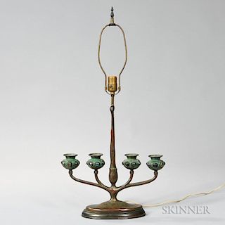 Tiffany Studio Bronze Candelabra/Lamp