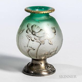 Daum Glass Vase with Silver Mount