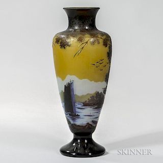 Cameo Decorated Vase After Galle
