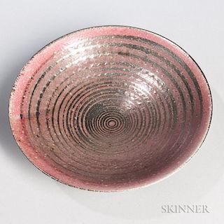 Makoto Yabe Platinum-decorated Pottery Bowl