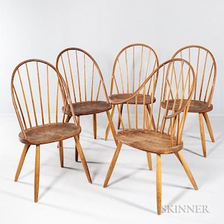 Five Thomas Moser Bow-back Windsor Chairs