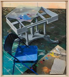 Joe Naujokas (American, b. 1958)  Blue Chair/Green Floor