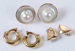 Three Pairs Gold Earclips