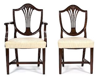 A Set of Eight Hepplewhite Style Mahogany Dining Chairs Height 37 1/2 inches.