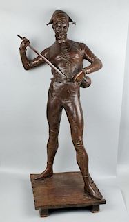 Large 32" Paul Dubois (France, 1829-1905) Bronze "Harlequin"