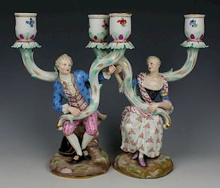 Meissen pair of figurines candleholders