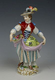 Meissen Kaendler Figurine "Lady with Basket of Flowers"