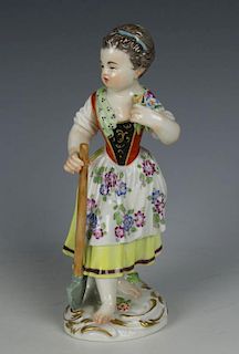 Meissen Kaendler Figurine "Girl with Shovel"
