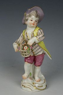 Meissen Kaendler Figurine "Boy With Flower Basket"