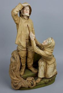 Ernst Wahliss Turn Teplitz figurine Fisherman with Wife