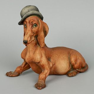Capodimonte Guiseppe Cappe Figurine "Dachshund with Hat"