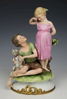 Capodimonte Bruno Merli Figurine "Chidren with Dog"