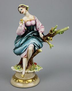 Capodimonte Antonio Borsato Figurine "Sitting Girl with Flower"
