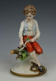 Capodimonte Benacchio Figurine "Boy Carving Stick"