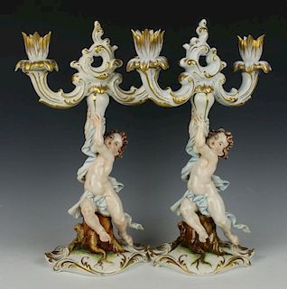 Capodimonte IPA 2 Figurines "Candle holders with Cherubs"