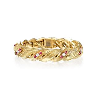 Cartier Ruby and Diamond Gold Bracelet