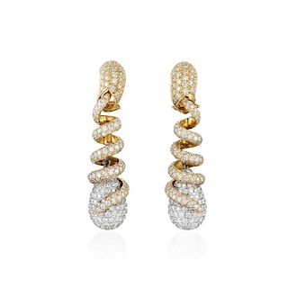 A Pair of Pave Diamond Drop Earrings