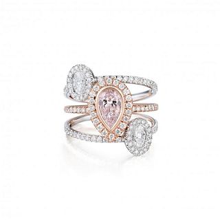 A Pink and White Diamond Ring