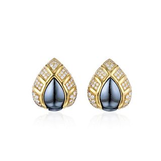 Bulgari Hematite and Diamond Earrings