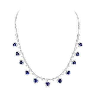 A Sapphire and Diamond Drop Necklace