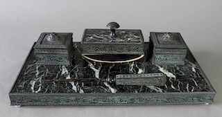 European Bronze & Marble Desk Set