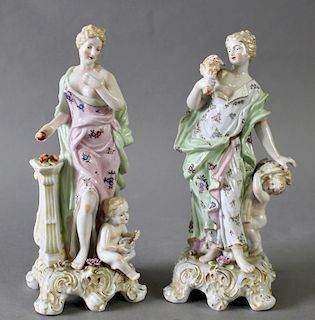 Pair Meissen Style Classical Women Figures