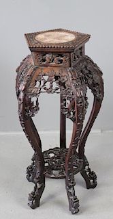 Richly Carved Asian Fern Stand