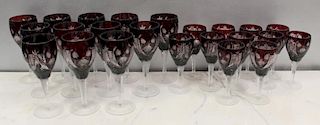 Lot of Cranberry Cut to Clear Goblets.