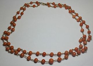 JEWELRY. 14kt Gold and Coral Necklace.