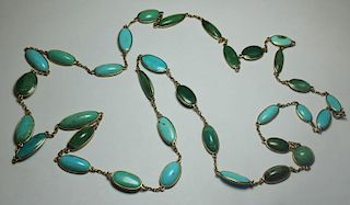 JEWELRY. 14kt Gold and Turquoise Sautoir