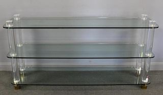 Vintage Lucite 2 Tier Glass Console with