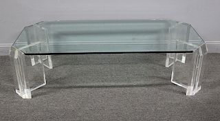 Vintage Lucite and Class Top Coffee Table.