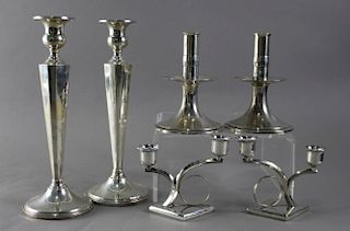 Three Sets of Sterling Candle Sticks