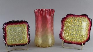 Three Victorian Amberina Glass