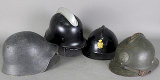 Four Vintage European Military Helmets