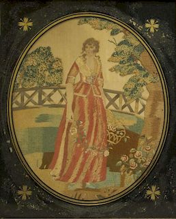 19th-Century Embroidered Portrait