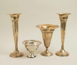 Sterling Vases and Bowl